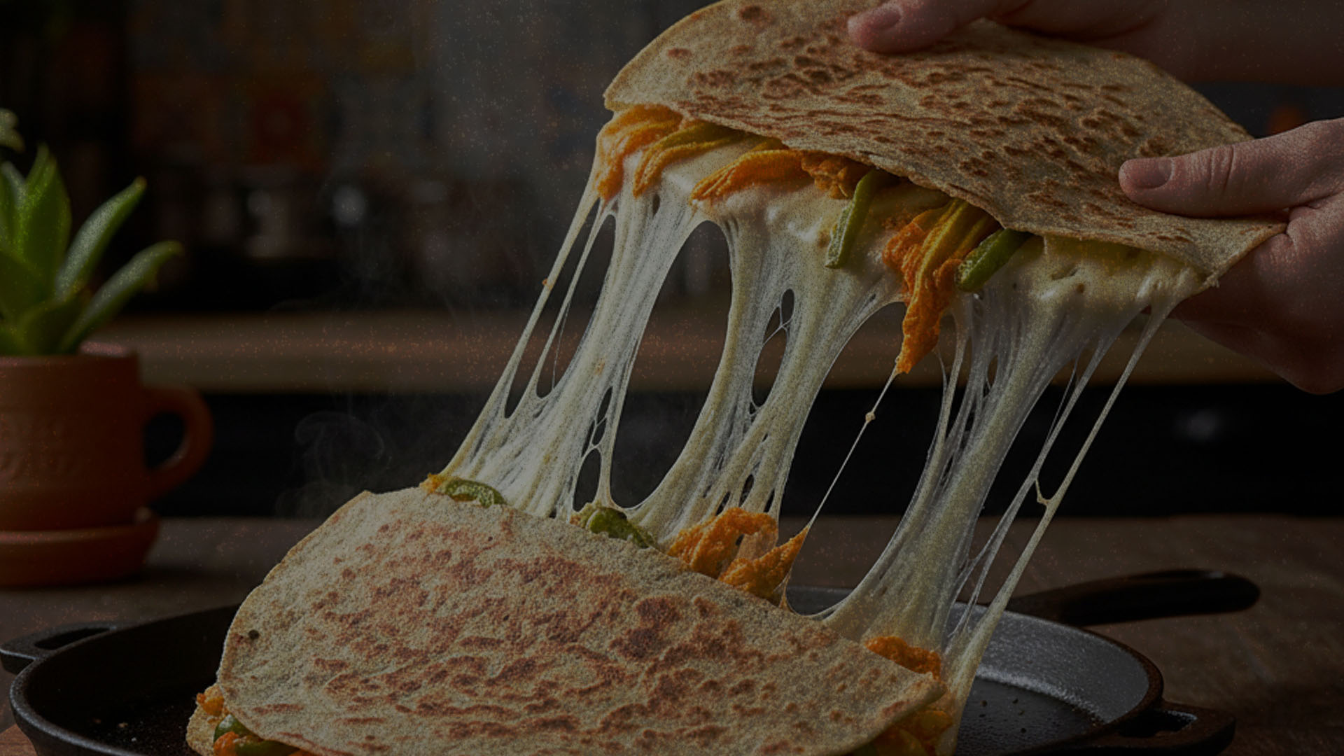 Quesadillas de queso Oaxaca con flor de calabaza
