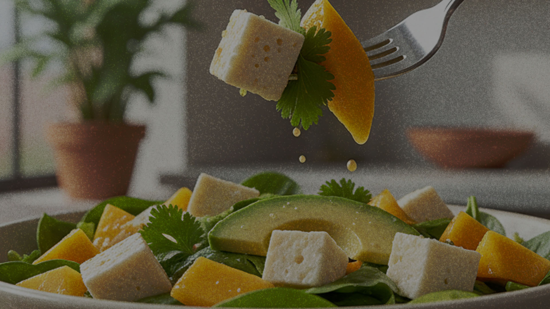 Ensalada tropical de panela, mango y aguacate